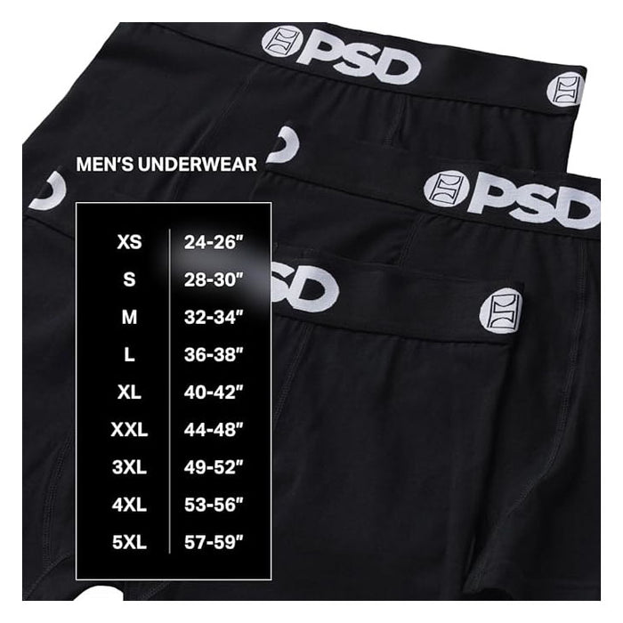 PSD Men's Multicolor Moisture-Wicking Fabric 95/5 Blk 3-Pack Boxer Brief Extra Large Underwear - 322180160-MUL-XL