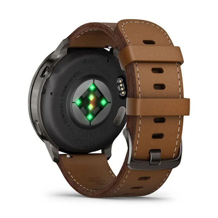Garmin Venu® 4 - 45mm Unisex Slate With Black Silicone Band/Brown Leather Band Bright And Colorful Display Built-in Flashlight 12 Days Of Battery Life Advanced Health And Fitness GPS Smartwatch - 010-03014-03