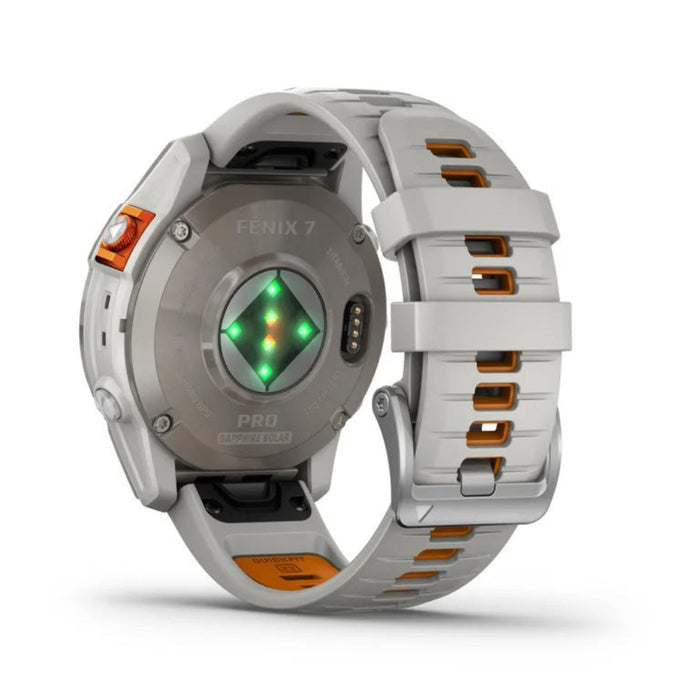 Garmin fenix 7 Pro Sapphire Solar Built-in Flashlight Solar Charging Capability Fog Gray/Ember Orange Multisport GPS Smartwatch - 010-02777-20