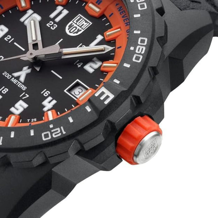 Luminox Unisex Black Orange Dial Black Rubber Band Bear Grylls Survival Mountain 3730 Series Swiss Quartz Watch - XB.3739