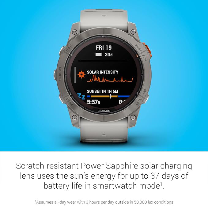 Garmin fenix 7X Pro Sapphire Solar Built-in Flashlight Solar Charging Capability Fog Gray/Ember Orange Multisport GPS Smartwatch - 010-02778-14
