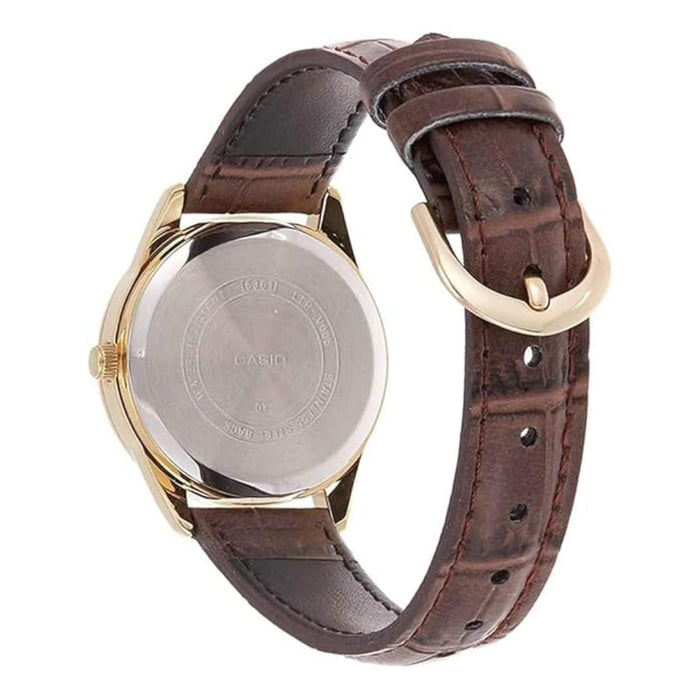 Casio Women's Black Dial Black Leather Band Analog-Digital Japanese Quartz Watch - LTP-V005GL-1BUDF