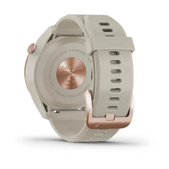 Garmin Approach S42 Touchscreen Lightweight Rose Gold Ceramic Bezel Tan Silicone Band GPS Golf Smartwatch - 010-02572-12