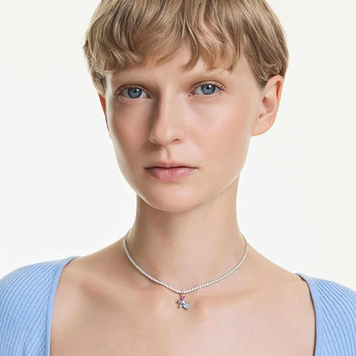 Swarovski Women's Multicolor Rhodium Plated Flower Mixed Cut Ariana Grande x Choker Necklace - 5749189