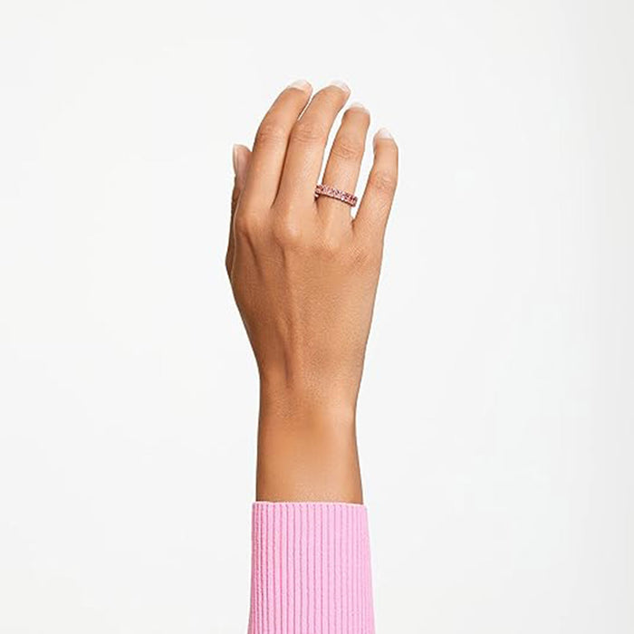 Swarovski Women's Baguette Cut Pink Crystal Rose Gold-tone Finish Size 9 Matrix Ring - 5648289