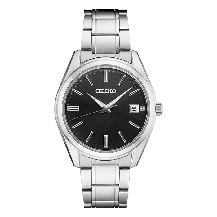 Seiko Men's Black Dial Stainless Steel Case & Bracelet Essentials Japanese Quartz Watch - SUR311