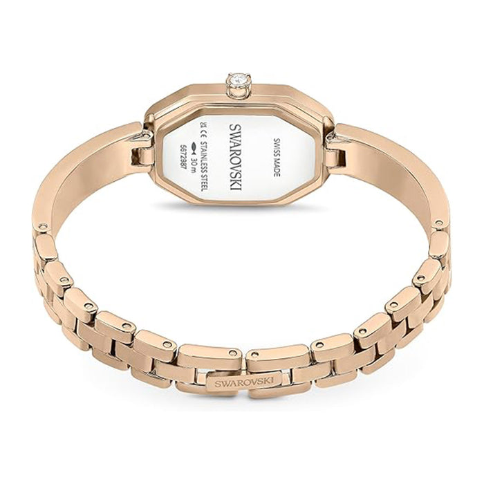 SWAROVSKI Women's White Dial Stainless Steel Band Champagne Gold-tone Finish Dextera Bangle Swiss Quartz Watch - 5672987