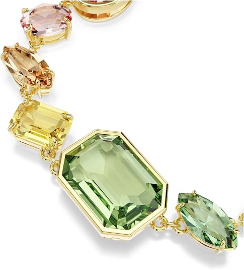 Swarovski Women's Multicolor Dangling Crystals Mixed Cuts on Gold-tone One Plated Gema Bracelet - 5737453