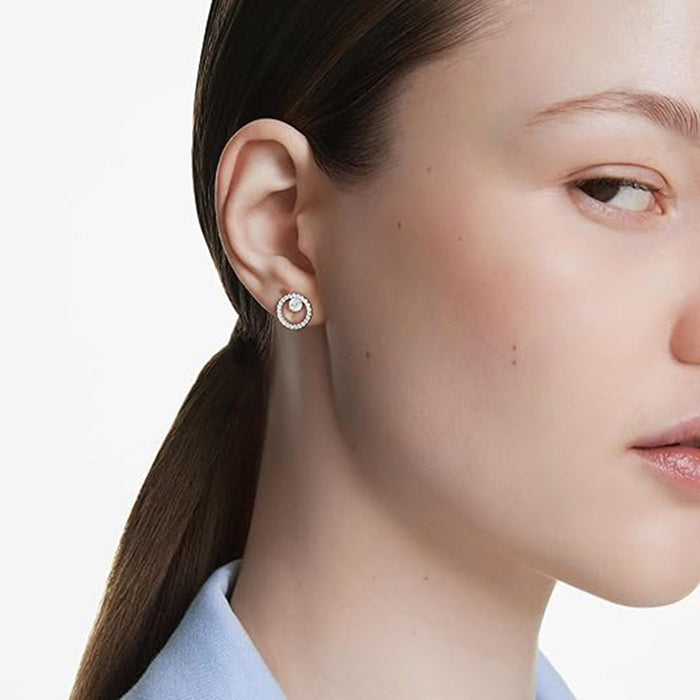 Swarovski Women's White Constella Crystal on a Rhodium Finish Jewelry Collection Stud Earrings - 5692262