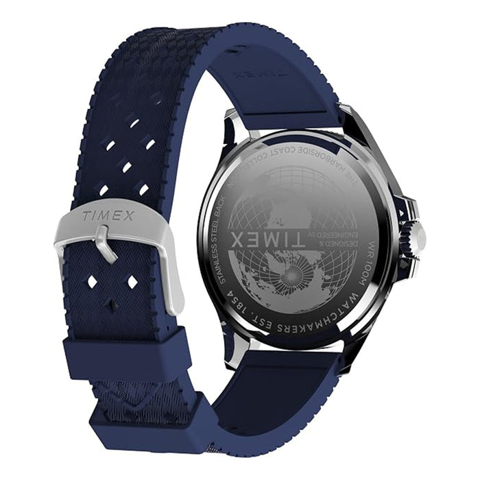 Timex Men's Blue Dial Black Silver-Tone Case Fabric Strap Harborside Coast 43mm Quartz Watch - TW2Y05000