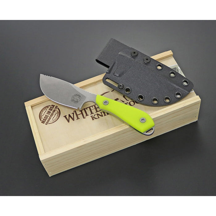 White River	Green Hi Vis G-10 Handle 3" Silver Knives Drop Point CPM S35VN Stonewashed Blade Knife - WRM1-SKN-THV