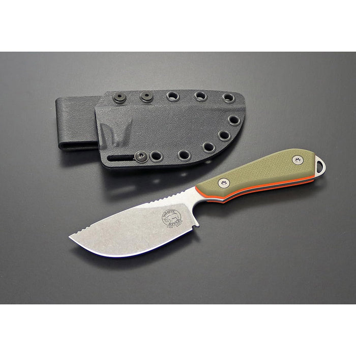 White River	Green/Orange Textured G10 Handle Silver Knives Fixed Blade Knife - WRM1-SKN-TGO