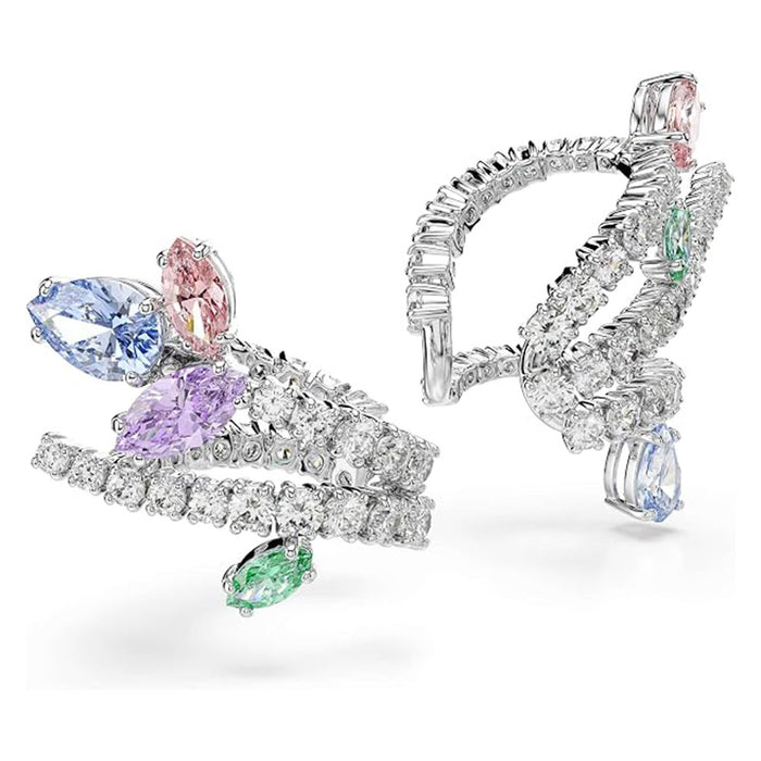 Swarovski Women's Multicolor With Mixed Cuts Crystals In Rhodium Finish  x Ariana Grande Dragonfly Motif Ear Cuffs - 5749184