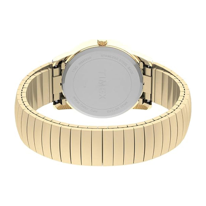 Timex Men's White Dial Gold-Tone Tapered Expansion Band 35mm Easy Reader Quartz Watch - T2H301