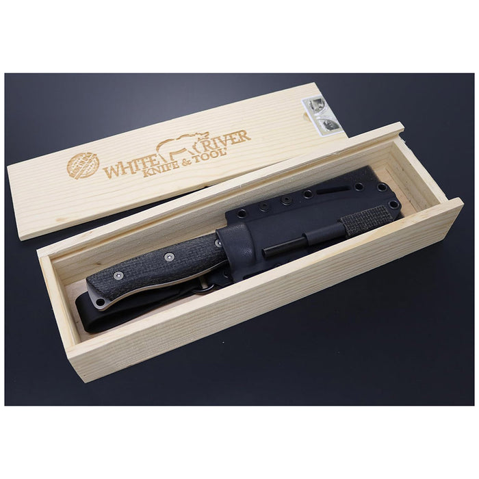 White River Black Plastic Burlap Micarta Handle Knives Drop Point CPM MagnaCut Stonewashed Blade Knife - WRUR45-BBL-MAG