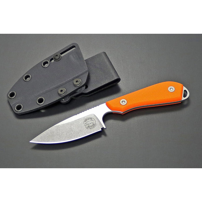 White RiverOrange Fiberglass G-10 Handle 3" Silver Knives Drop Point CPM MagnaCut Stonewashed Blade Knife - WRM1-TOR-MAG
