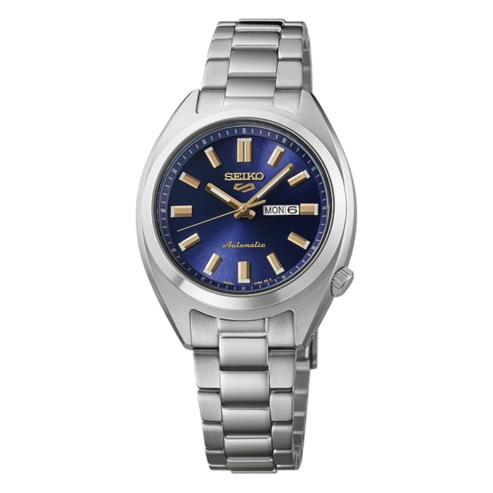Seiko Women's Blue Dial Silver Stainless Steel Band 5 Sports Automatic Analog Watch - SRE021