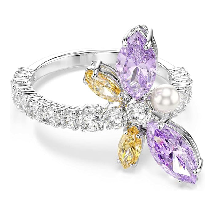 Swarovski Multicolor Size 5.75 Crystal Mixed Cut Rhodium Finished x Ariana Grande x Dragonfly Motif Ring - 5737367