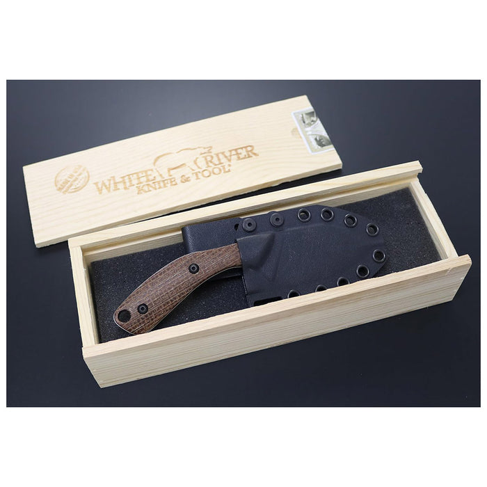 White River	Brown Plastic Burlap Micarta Handle Silver Knives Clip Point CPM MagnaCut Stonewashed Blade Knife - WRSS-APX-BNA