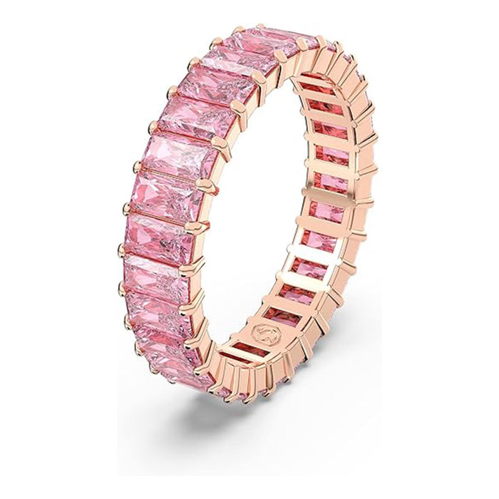 Swarovski Women's Baguette Cut Pink Crystal Rose Gold-tone Finish Size 9 Matrix Ring - 5648289