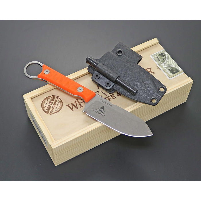 White River Orange G10 Fiberglass Handle Silver Knives Firecraft FC3.5 Pro CPM Magnacut Steel Knife - WRFC3.5-TOR-MAG