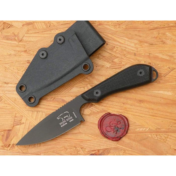 White River	Black Fiberglass G-10 Handle Knives Drop Point CPM S35VN Black PVD Blade Knife - WRM1-TBL-CBI