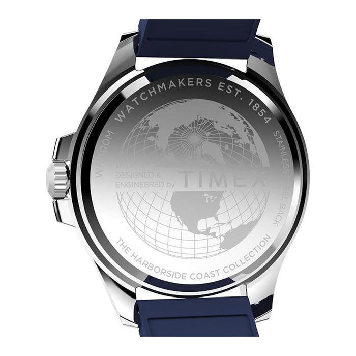 Timex Men's Blue Dial Black Silver-Tone Case Fabric Strap Harborside Coast 43mm Quartz Watch - TW2Y05000