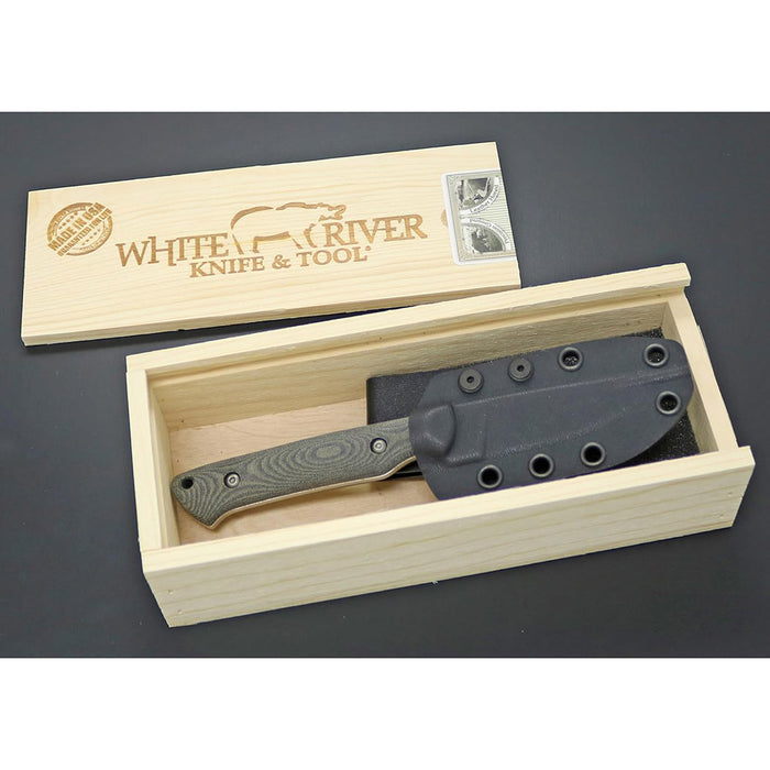 White River	Olive/Black Plastic Micarta Handle Silver Knives Drop Point CPM MagnaCut Stonewashed Blade Knife - WRSG-LBO-MAG