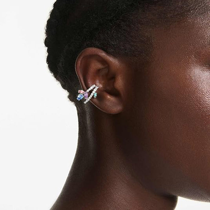 Swarovski Women's Multicolor With Mixed Cuts Crystals In Rhodium Finish  x Ariana Grande Dragonfly Motif Ear Cuffs - 5749184