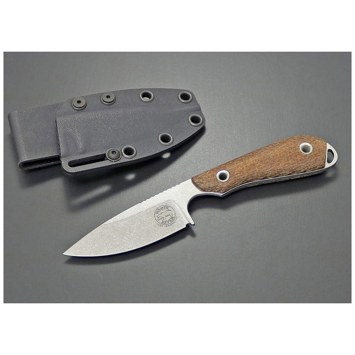 White River Natural Plastic Micarta Handle Silver Knives Drop Point CPM MagnaCut Stonewashed Blade Knife - WRM1-BNA-MAG