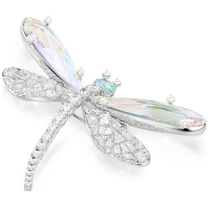 Swarovski Women's Multicolor Crystal with Aurora Borealis Effect In Rhodium Finish x Ariana Grande Dragonfly 2 in 1 Pendant Necklace and Brooch - 5737429