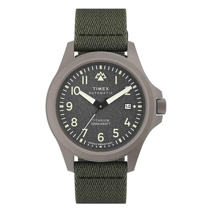 Timex Men's Gray Dial Titanium Case Green Plastic Strap Expedition North Titanium 41mm Quartz Watch - TW2V95300