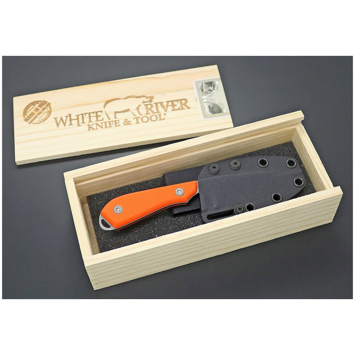 White RiverOrange Fiberglass G-10 Handle 3" Silver Knives Drop Point CPM MagnaCut Stonewashed Blade Knife - WRM1-TOR-MAG