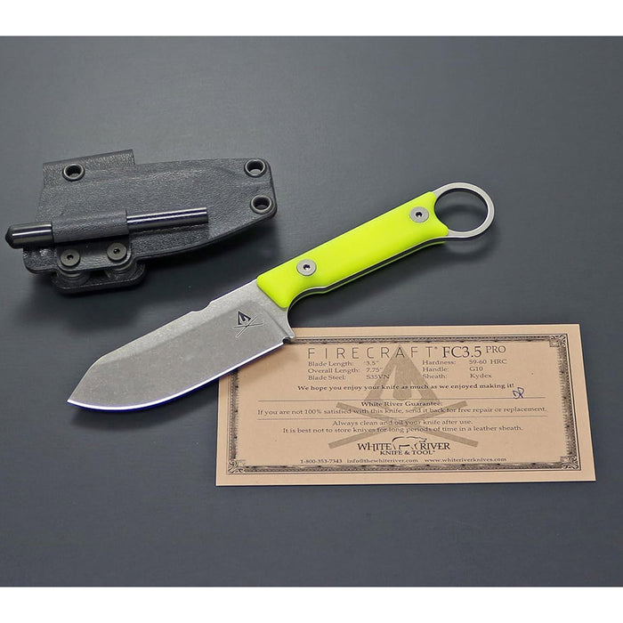 White River THV Fiberglass handle Silver Knives FIRECRAFT FC3.5 Fixed Blade Knife - WRFC3.5-THV