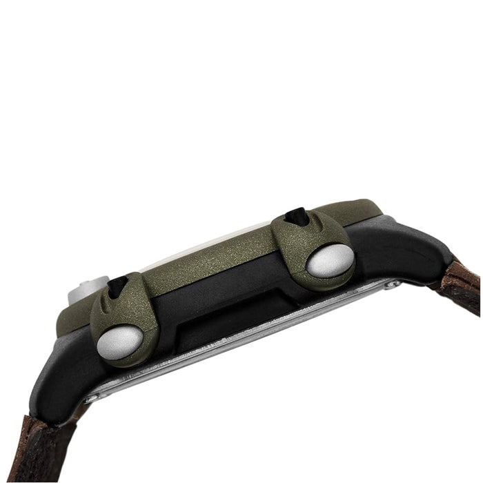 Timex Men's Green Dial Brown Nylon/Leather Strap Expedition Full-Size Digital CAT Quartz Watch - T48042