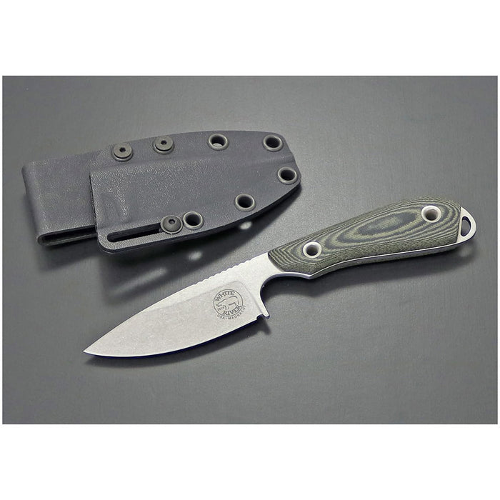 White River Olive/Black Plastic Micarta Handle Silver Knives Drop Point CPM MagnaCut Stonewashed Blade Knife - WRM1-LBO-MAG
