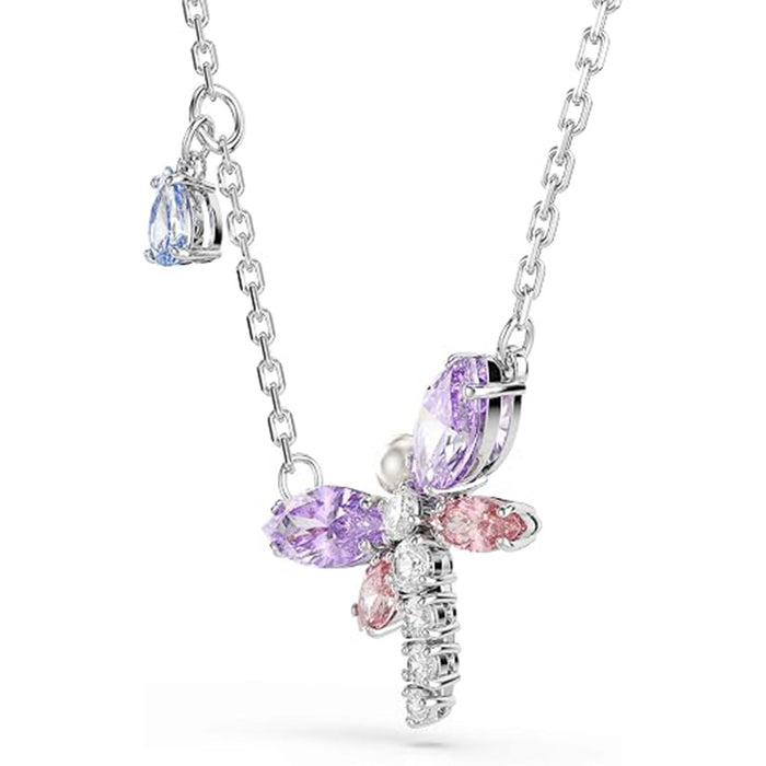 Swarovski Women's Multicolor Crystal Mixed Cut Stones In Rhodium Finish  x Ariana Grande Dragonfly Motif Pendant Necklace - 5737383
