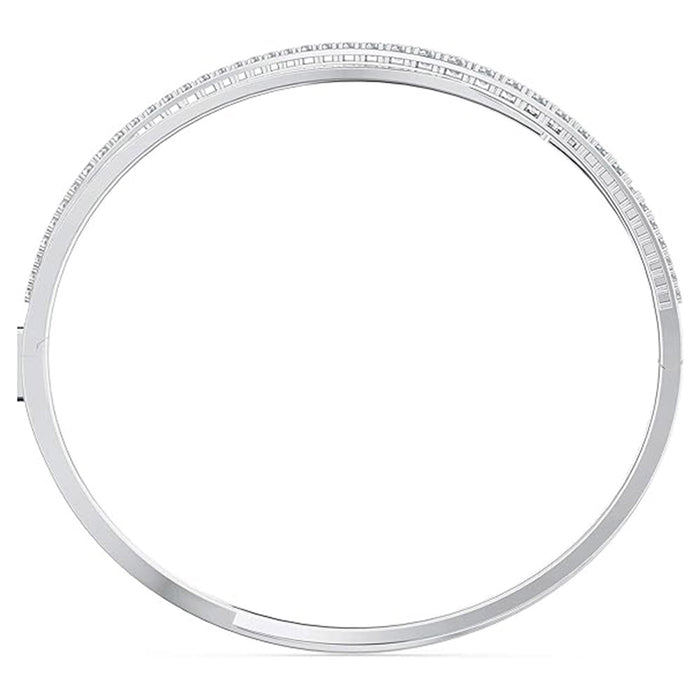 Swarovski Women's Clear Crystals on a Rhodium Finished Setting Hyperbola Bangle Bracelet - 5572725
