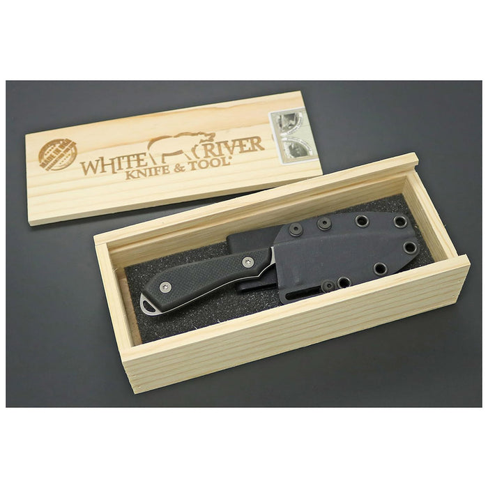 White River	Black Fiberglass G-10 Handle 3" Silver Knives Drop Point CPM MagnaCut Stonewashed Blade Knife - WRM1-TBL-MAG