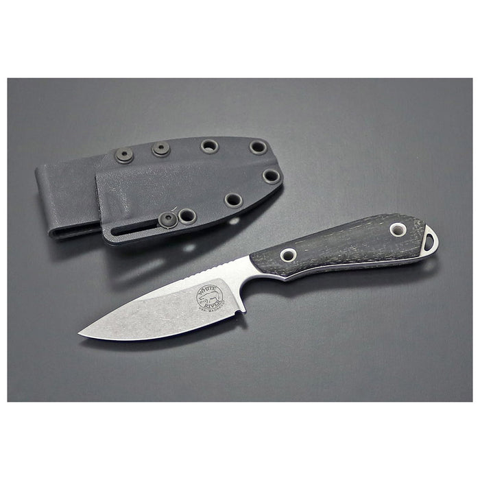 White River Black Micarta Handle Silver Knives Drop Point CPM MagnaCut Stonewashed Blade Knife - WRM1-BBL-MAG