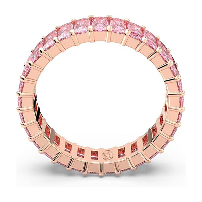 Swarovski Women's Baguette Cut Pink Crystal Rose Gold-tone Finish Size 9 Matrix Ring - 5648289