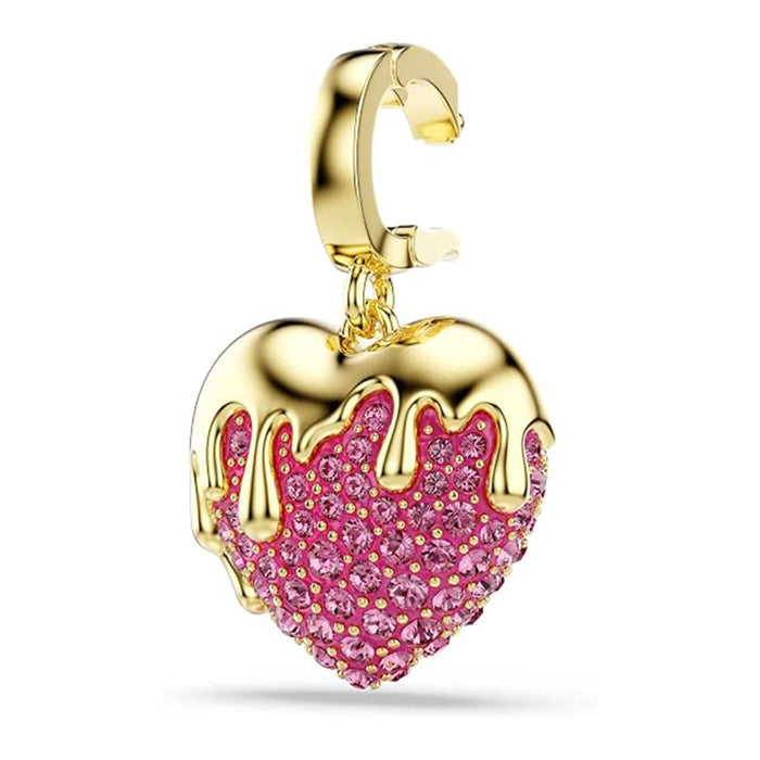 Swarovski Women's Pink Heart Shaped Crystals Round Cut in Gold-tone Plated Idyllia Charm - 5742953