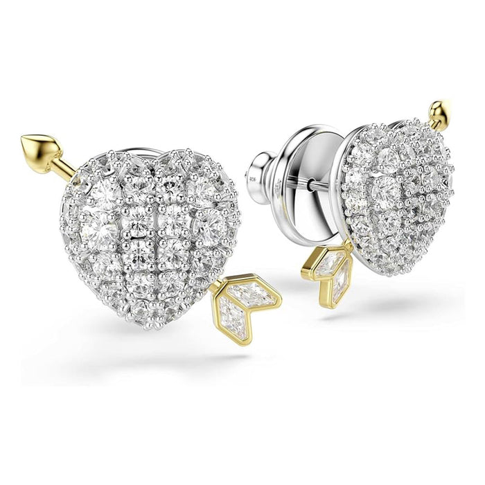Swarovski Women's White Heart with Arrow Mixed Metal Finish Idyllia Stud Earrings - 5737298