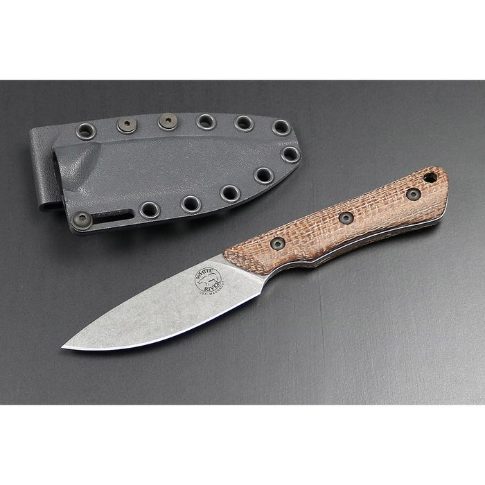 White River	Brown Plastic Burlap Micarta Handle Silver Knives Drop Point CPM MagnaCut Stonewashed Blade Knife - WRSS-BRV-BNA