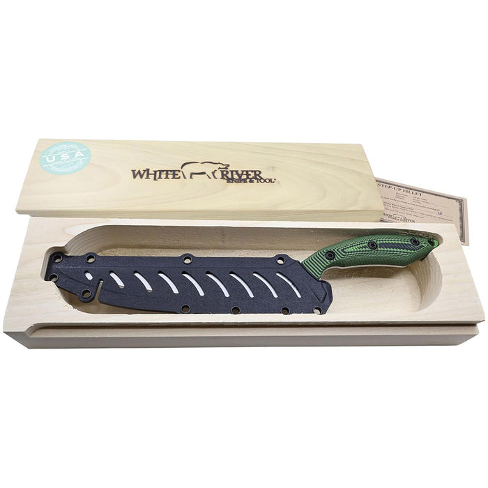 White River	Green & Black G-10 Handle Silver Knives CPM S35VN Stainless Steel Blade Knife - WRSUF8-GGB