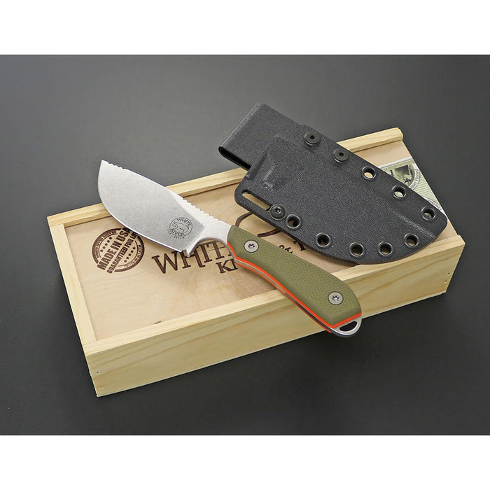 White River	Green/Orange Textured G10 Handle Silver Knives Fixed Blade Knife - WRM1-SKN-TGO