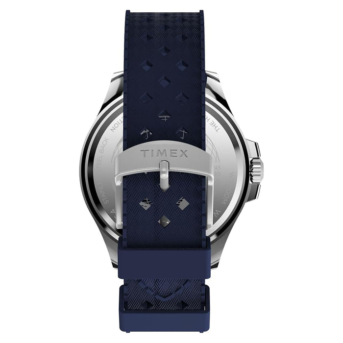 Timex Men's Blue Dial Black Silver-Tone Case Fabric Strap Harborside Coast 43mm Quartz Watch - TW2Y05000