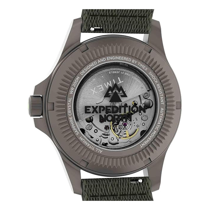 Timex Men's Gray Dial Titanium Case Green Plastic Strap Expedition North Titanium 41mm Quartz Watch - TW2V95300