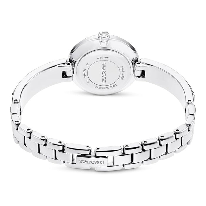 SWAROVSKI Women's Silver Dial Stainless Steel Band Silver Tone Crystal Bracelet Matrix Bangle Swiss Made Watch - 5677487