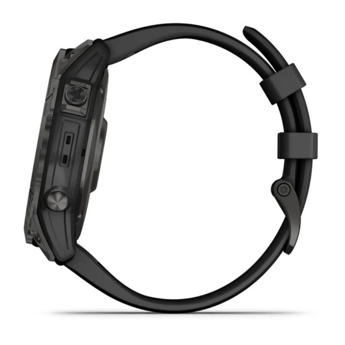 Garmin fenix 7X Sapphire Carbon Gray DLC Titanium with Black Band Solar Charging Capabilities Rugged Outdoor GPS Touchscreen Smartwatch - 010-02541-10